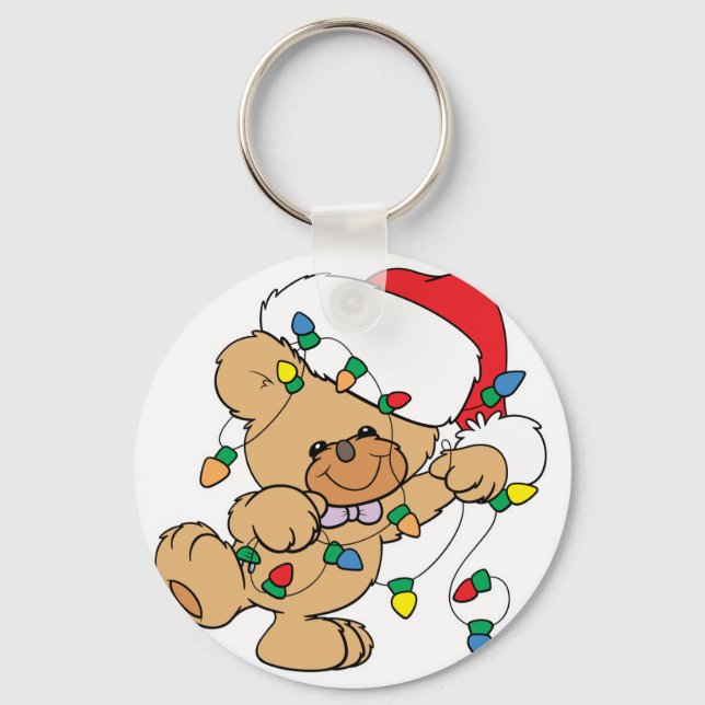 Christmas Lights Teddy Bear Keychain (Front)
