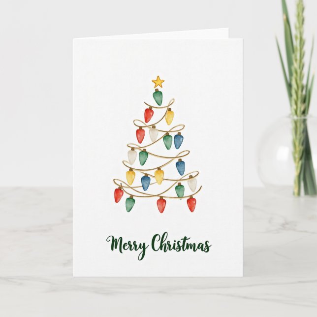 Christmas Lights Tree Greeting Card (Front)