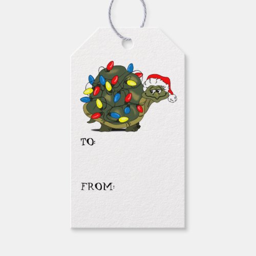 Christmas Lights Turtle Gift Tag