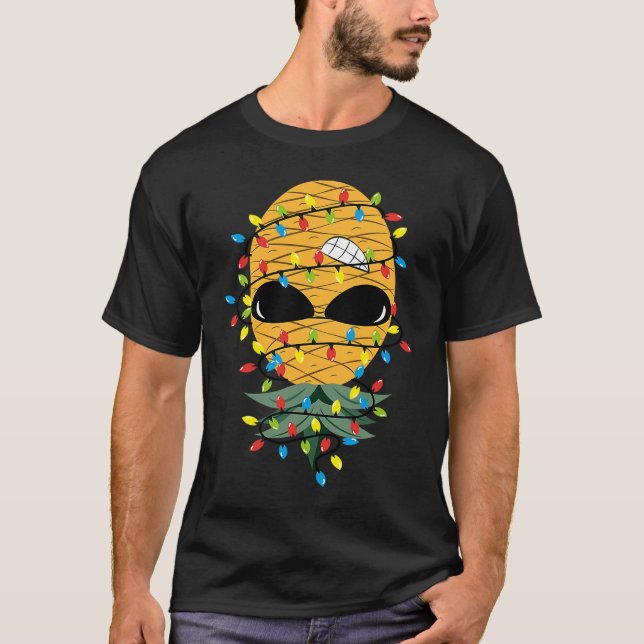 Christmas Lights Upside Down Pineapple Swinger T-Shirt (Front)