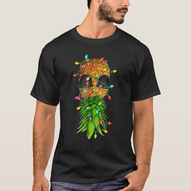 Christmas Lights Upside Down Pineapple Swinger Xma T-Shirt (Front)