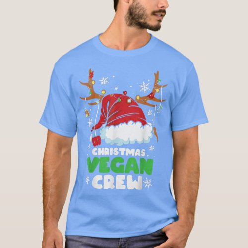 Christmas Lights Vegan Crew Vegetarian Reindeer Sa T_Shirt