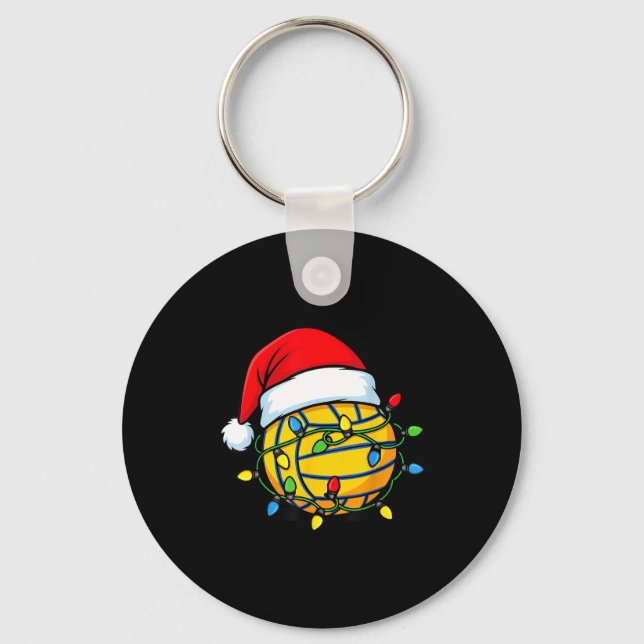 Christmas Lights Water Lo Ball Santa Hat Srt  Keychain (Front)