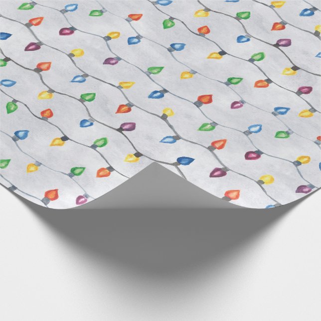 Christmas Lights Watercolor Wrapping Paper (Corner)