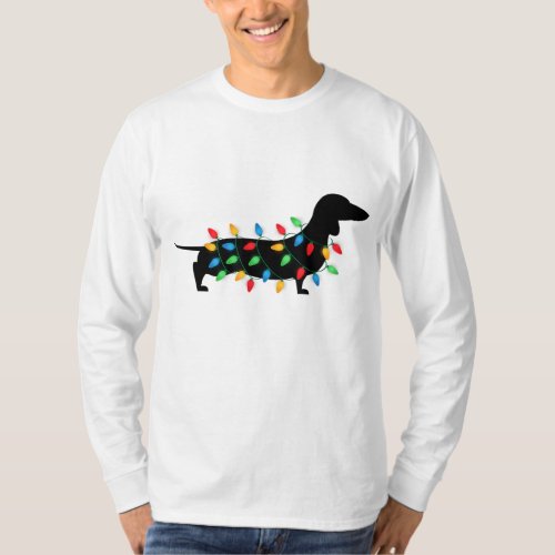 Christmas Lights Wiener Dachshund Dog Lover T_Shirt