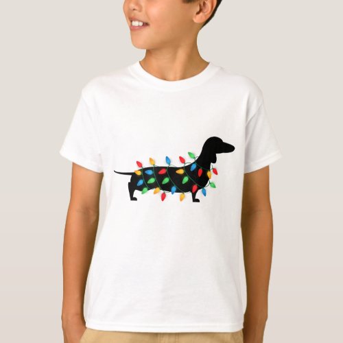 Christmas Lights Wiener Dachshund Dog Lover T_Shirt