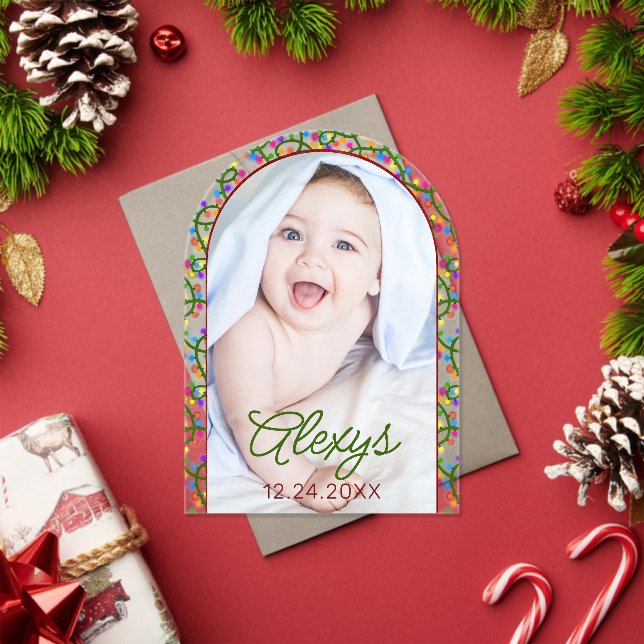   Christmas Lights Winter Photo Birth Announcement (Insitu (Holiday))