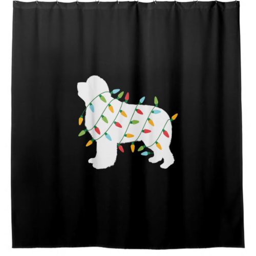 Christmas lights with a newfoundland dog gifts shower curtain