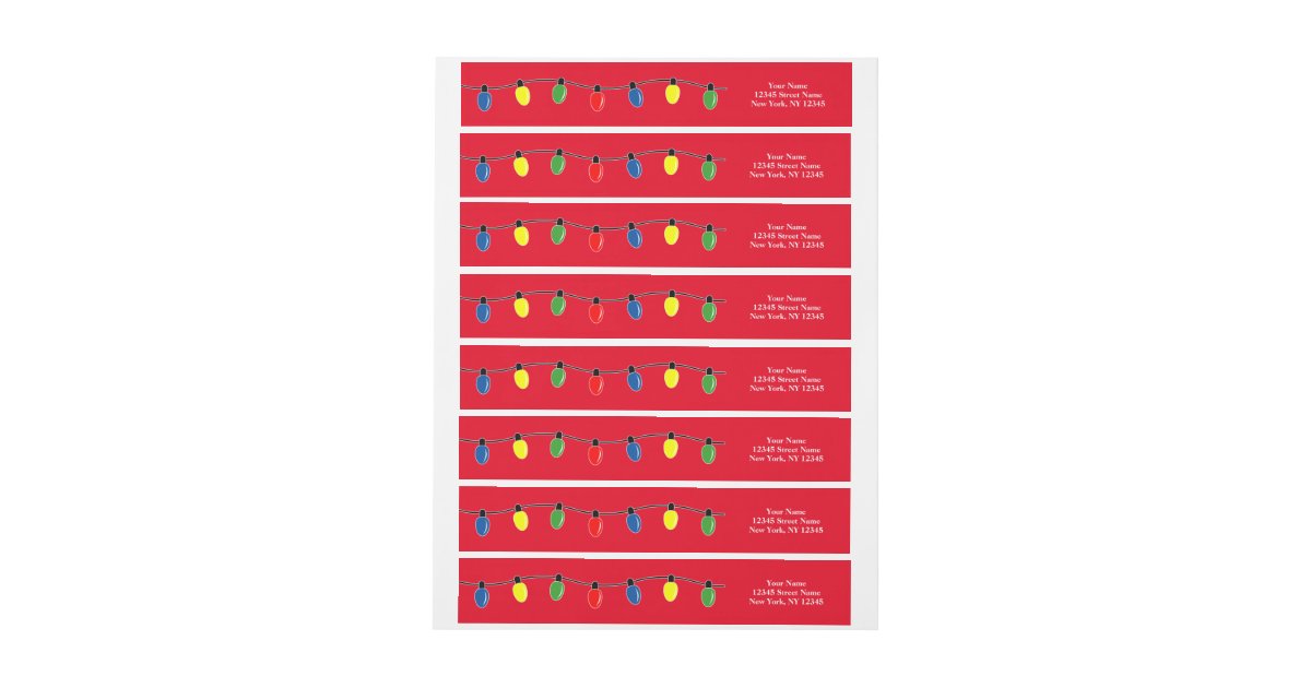 Christmas lights wraparound return address labels | Zazzle