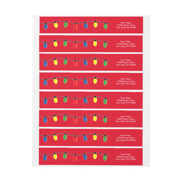 Christmas lights wraparound return address labels | Zazzle