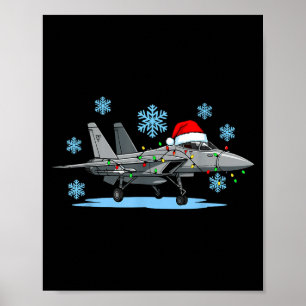 Christmas Lights Wrapped On Cute Kids Fighter Jet Poster