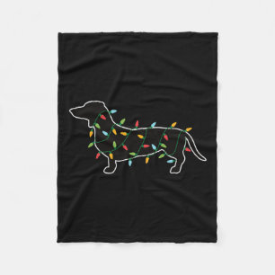 Christmas Lights Xmas Gift For Dog Lover Dachshund Fleece Blanket