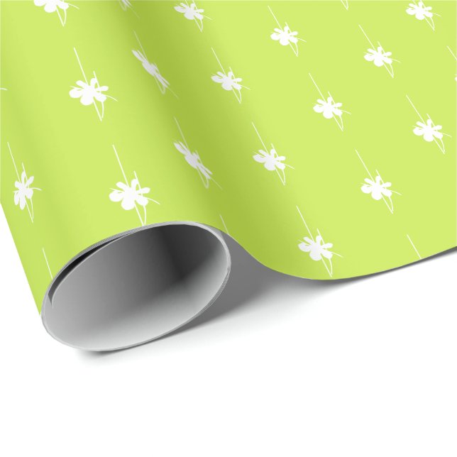 Christmas lime green white snowflakes cute gift wrapping paper (Roll Corner)
