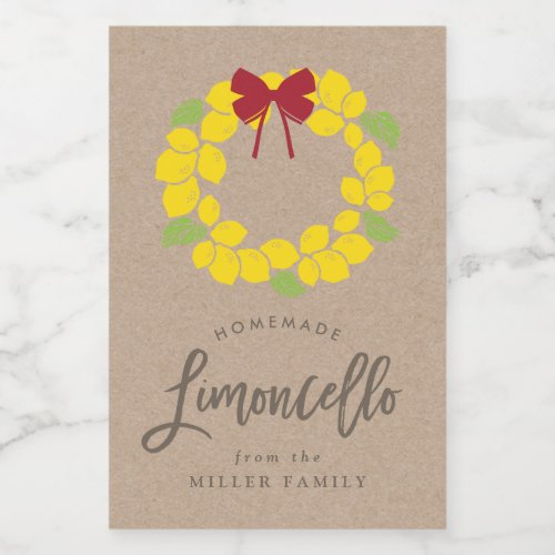 Christmas limoncello wreath label