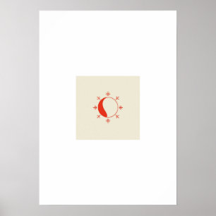 Christmas Line Art Poster - Red & Green