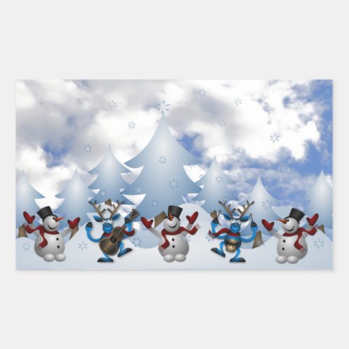 Christmas Line Dance Rectangular Sticker