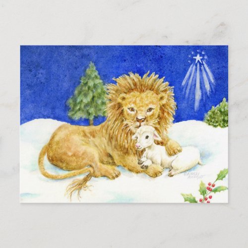 Christmas Lion and Lamb Peace Postcards