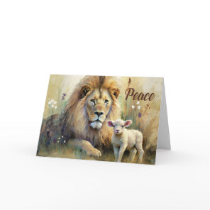 Christmas Lion Lies Down With the Lamb at Peace Card