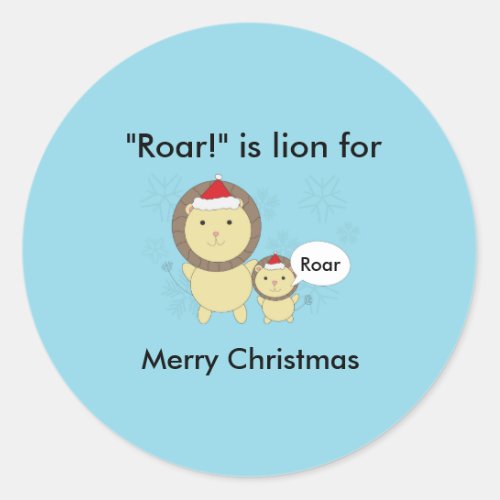Christmas Lion Roar Snowflake Funny Personalize Classic Round Sticker