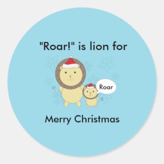 Christmas Lion Roar Snowflake Funny Personalize Classic Round Sticker