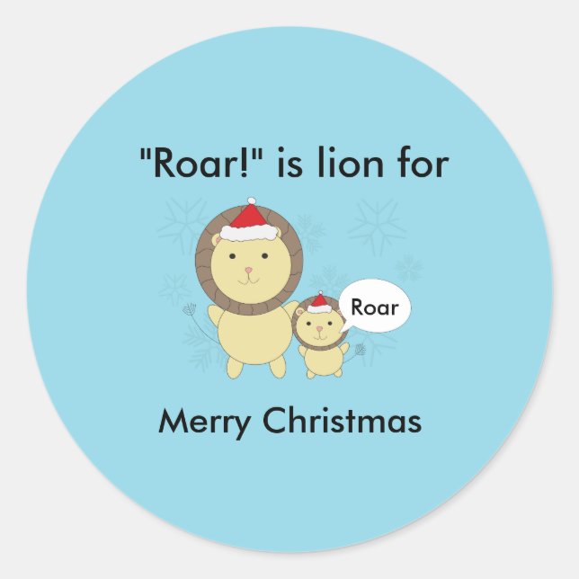 Christmas Lion Roar Snowflake Funny Personalize Classic Round Sticker (Front)