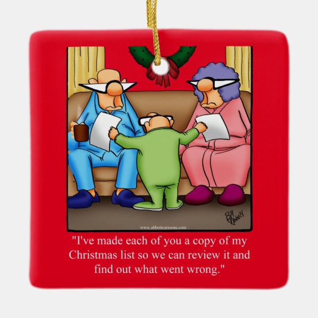 Christmas List Humor Ornament (Front)