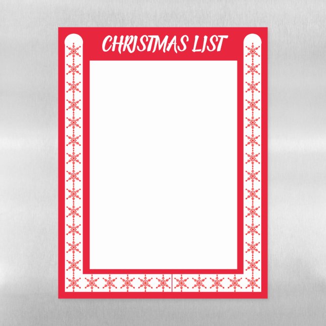 Christmas List of Things to Remember. Magnetic Dry Erase Sheet (Vertical)