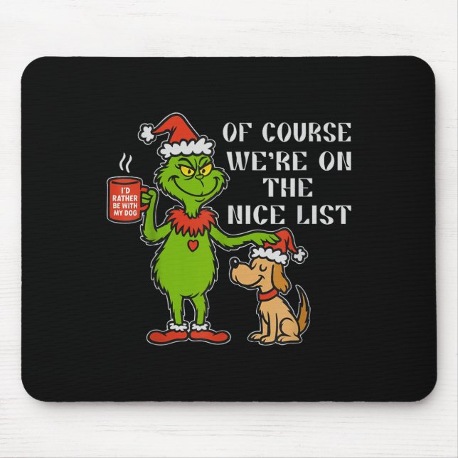 Christmas List Santa, Funny Nice List Gift For Dog Mouse Pad (Front)