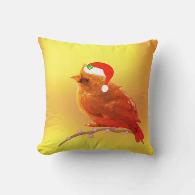 Christmas Little Bird Throw Pillow (Front)