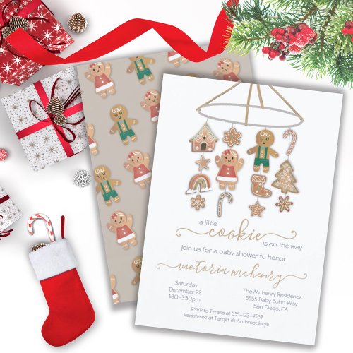 Christmas little Cookie Mobile Baby Shower Invitation