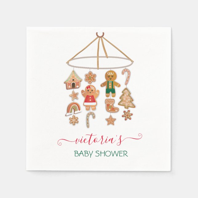 Christmas Little Cookie Moblie Baby Shower Napkins (Front)