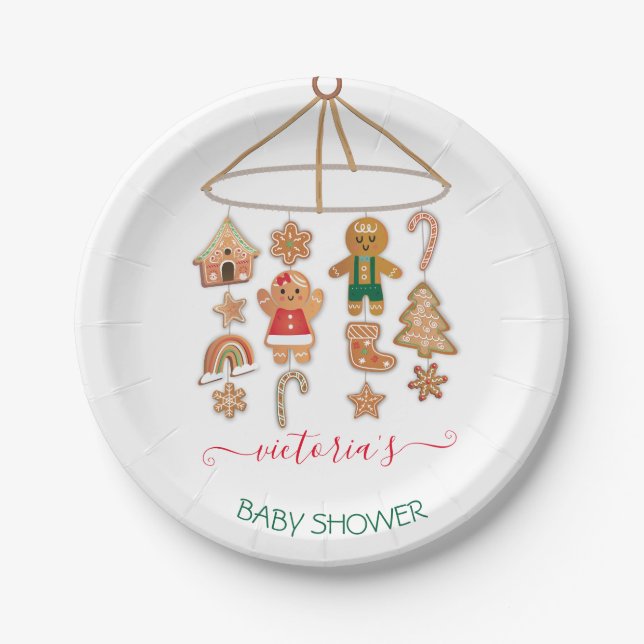 Christmas Little Cookie Moblie Baby Shower  Paper Plates (Front)