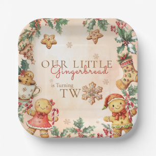 Christmas Little Gingerbread Birthday Two Paper Plates