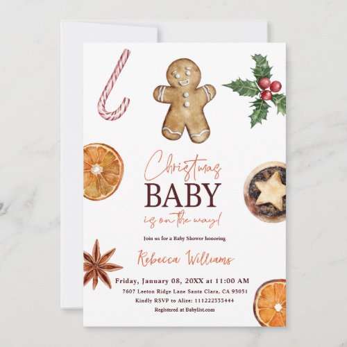 Christmas Little Gingerbread Winter Baby Shower Invitation