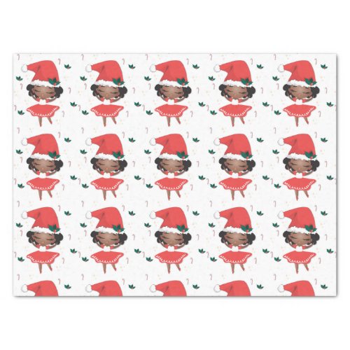 Christmas Little Girl Ballerina Santa Hat Tissue Paper