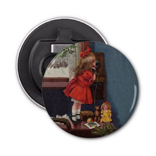 Christmas Little Girl Telephone Antique Bottle Opener