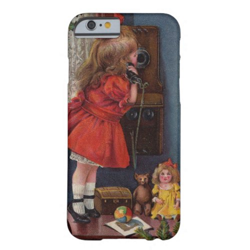 Christmas Little Girl Telephone Antique Barely There iPhone 6 Case