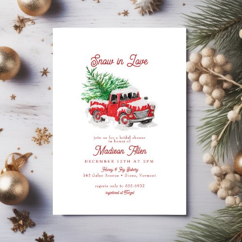 Christmas Little Red Truck Bridal Shower Invitation