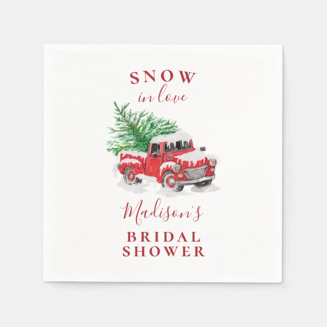 Christmas Little Red Truck Bridal Shower Napkins (Front)