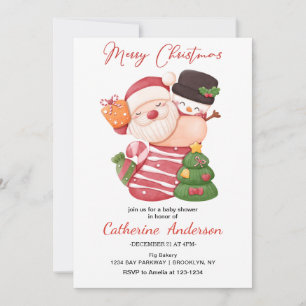 Christmas Little santa claus Baby Shower Invitation