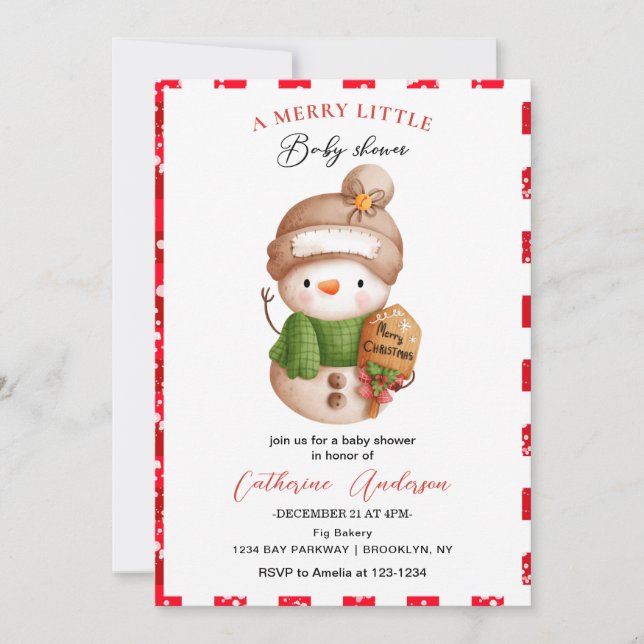 Christmas Little Snowman Baby Shower Invitation (Front)