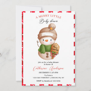 Christmas Little Snowman Baby Shower Invitation