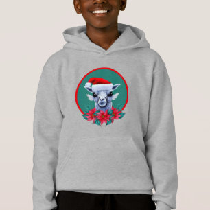 Christmas Llama And Wreath Hoodie