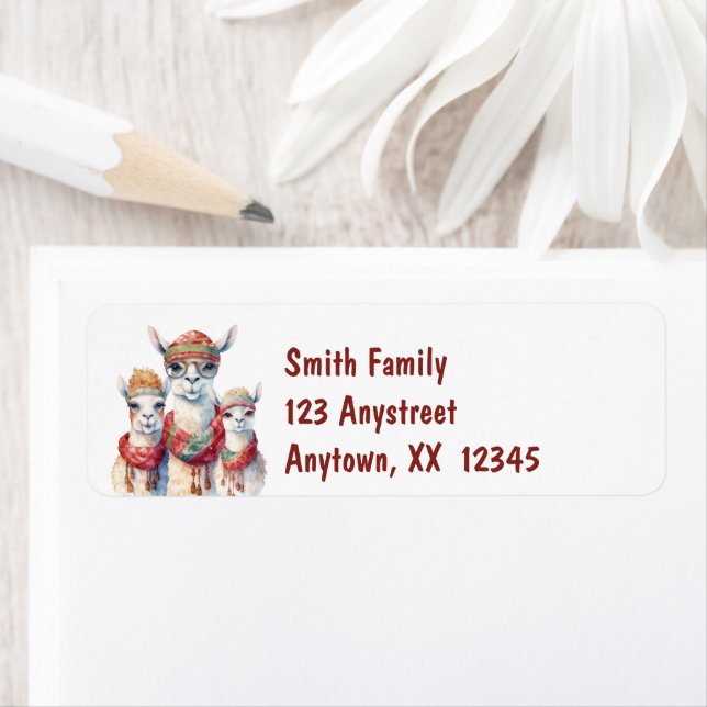 Christmas Llama Family Address Label (Insitu)