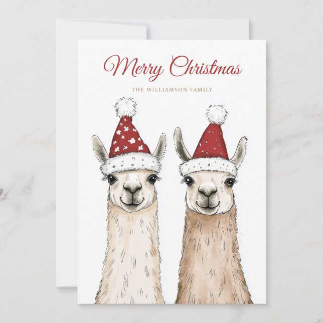 Christmas Llama Family Holiday Card (Front)