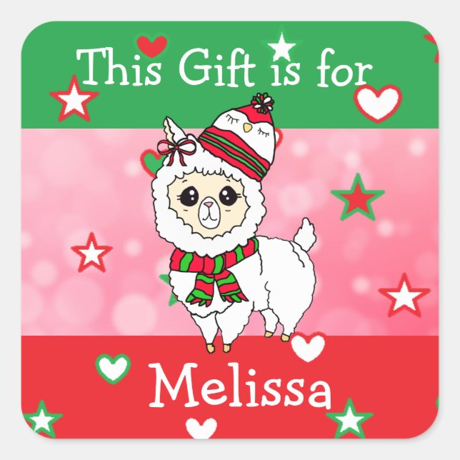 Christmas Llama Gift Tag (Front)
