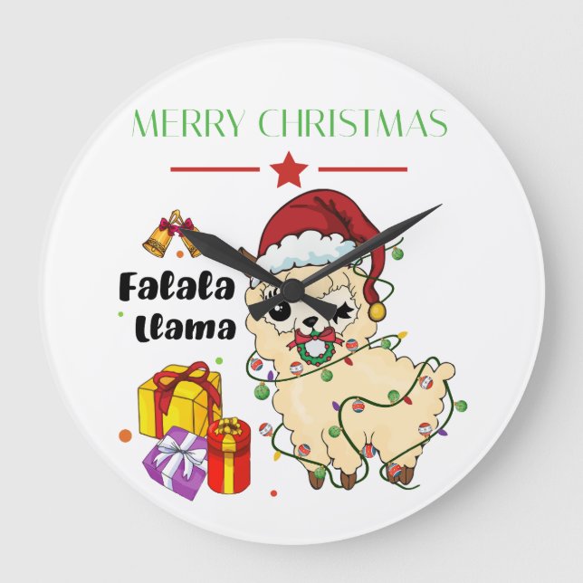 Christmas Llama Large Clock (Front)