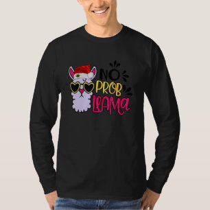 Christmas Llama No Prob Llama Santa Hat Holiday T-Shirt