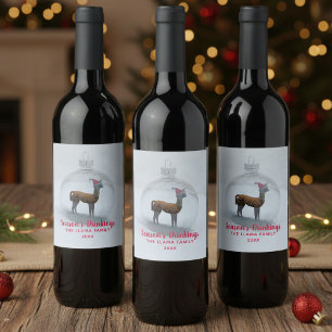 Christmas Llama Ornament Holiday Wine Labels
