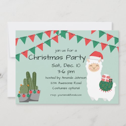 Christmas Llama Party Invitation